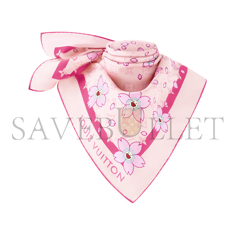 LOUIS VUITTON SCARF MURAKAMI LV X TM MONOGRAM CHERRY BLOSSOM SQUARE 70 M94964 (67*67cm)